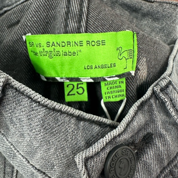 Sandrine Rose Women’s Polka Dot Gray Wide Leg Button Fly Buckle Back NWT Size 25 - Picture 3 of 5